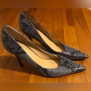 Nine West Leather Faux Snakeskin Blue 3.5” Heels